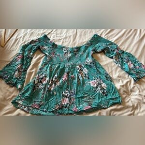 Torrid bell sleeve off shoulder floral top
